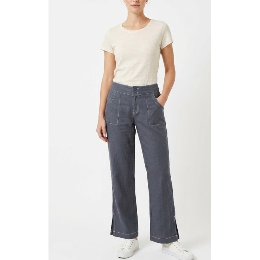Fresh Produce Straight Leg Pants Small Gray Contrast Stitch Cotton Casual Hiking